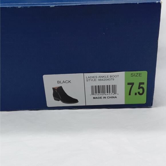 White Mountain Womens Ankle Boots Sz 7.5 Black Suede Block Heel Coastal Cowgirl - Picture 7 of 10